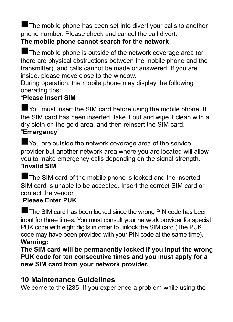 10 maintenance guidelines | Verykool i285 User Manual | Page 45 / 46