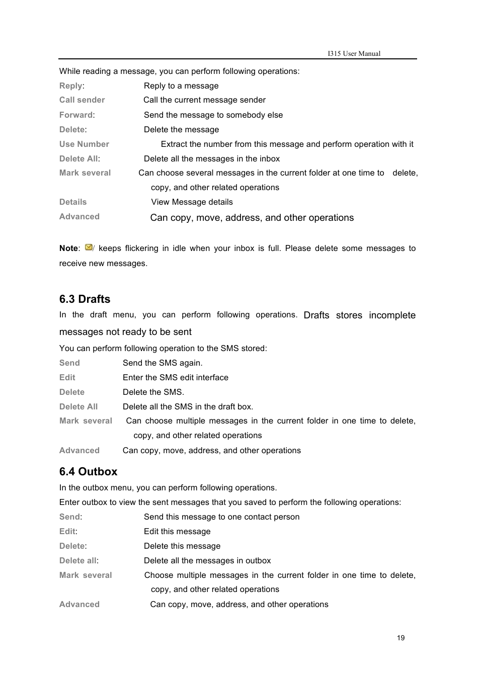 3 drafts, 4 outbox | Verykool i315 User Manual | Page 19 / 44