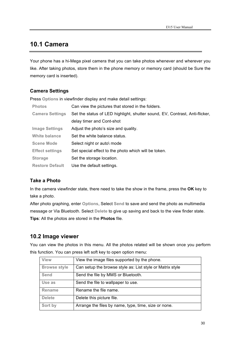 1 camera, 2 image viewer | Verykool i315 User Manual | Page 30 / 44