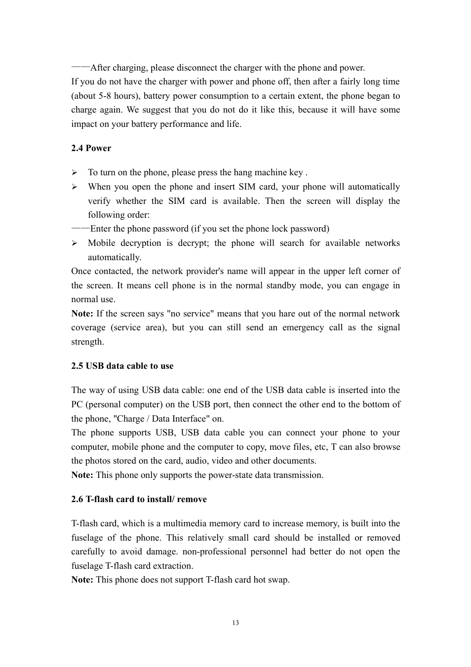 4 power, 5 usb data cable to use, 6 t-flash card to install/ remove | Verykool i315N User Manual | Page 13 / 35