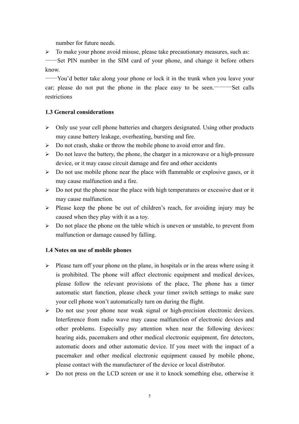 3 general considerations, 4 notes on use of mobile phones | Verykool i315N User Manual | Page 5 / 35