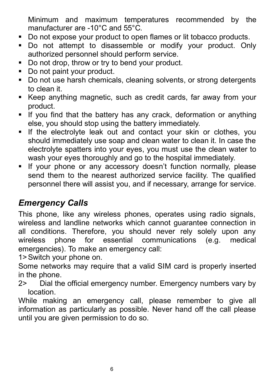 Emergency calls | Verykool i320 User Manual | Page 11 / 28
