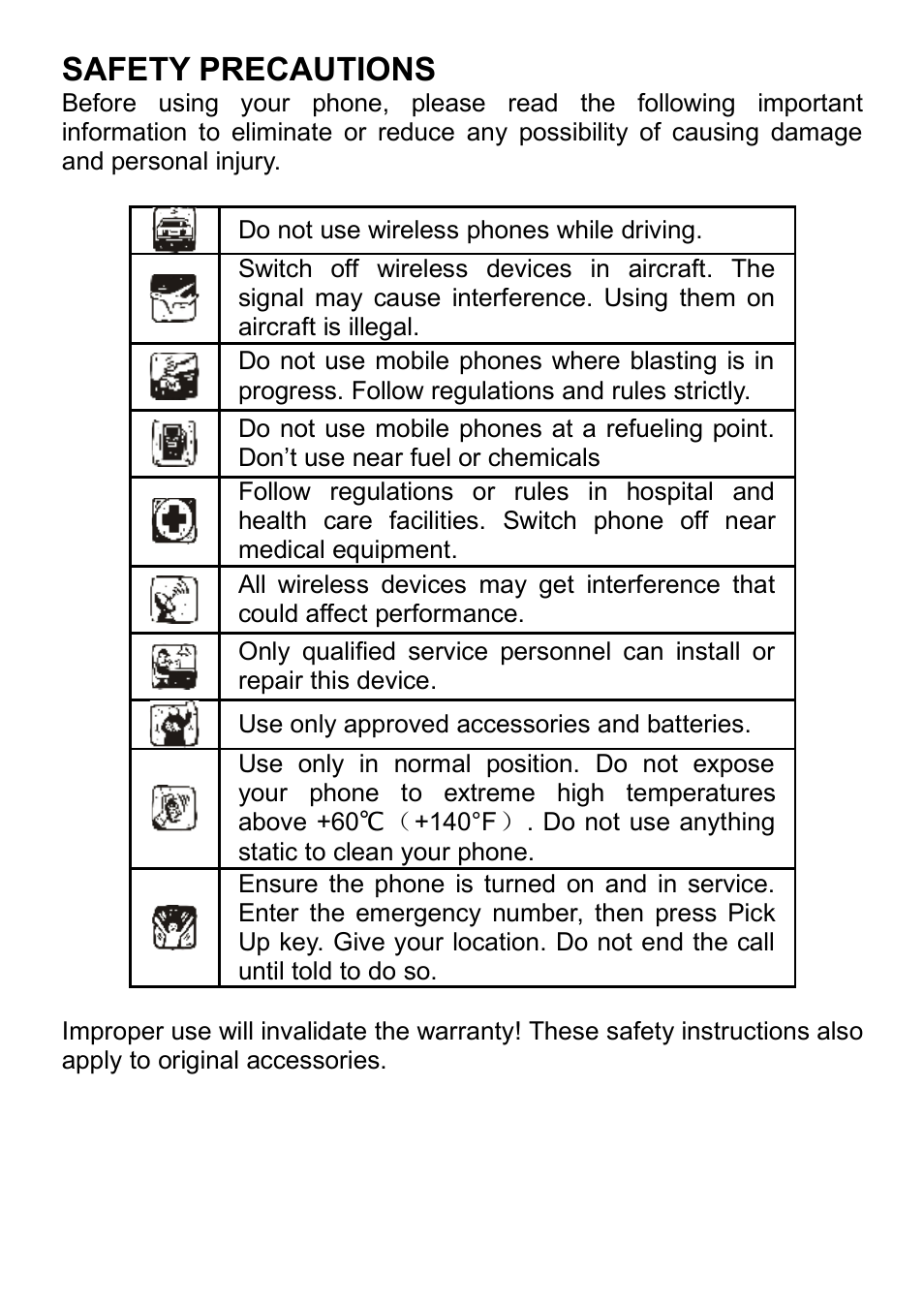 Safety precautions | Verykool i320 User Manual | Page 3 / 28