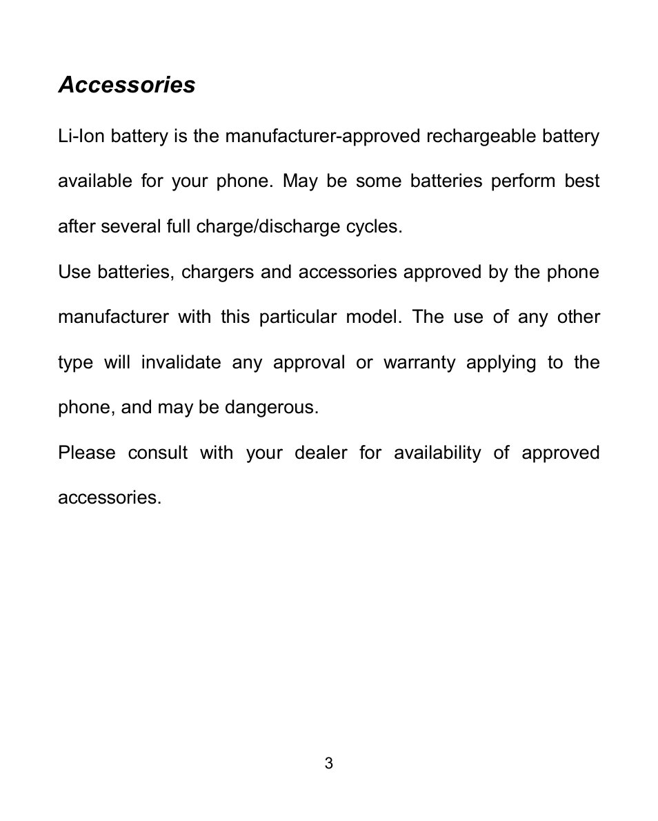 Accessories | Verykool i604 User Manual | Page 10 / 69