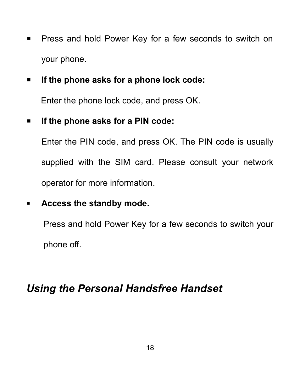 Using the personal handsfree handset | Verykool i604 User Manual | Page 25 / 69