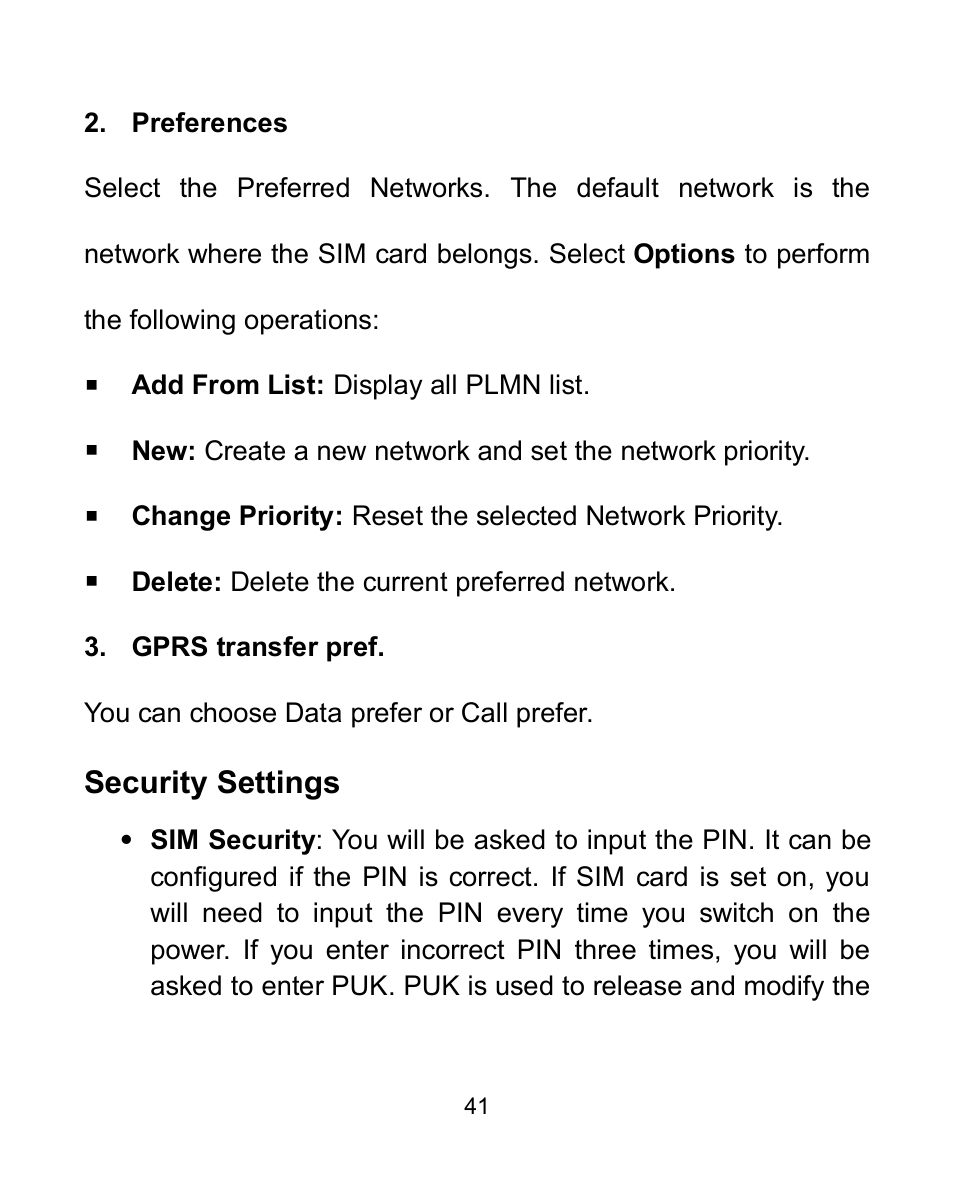 Security settings | Verykool i604 User Manual | Page 48 / 69