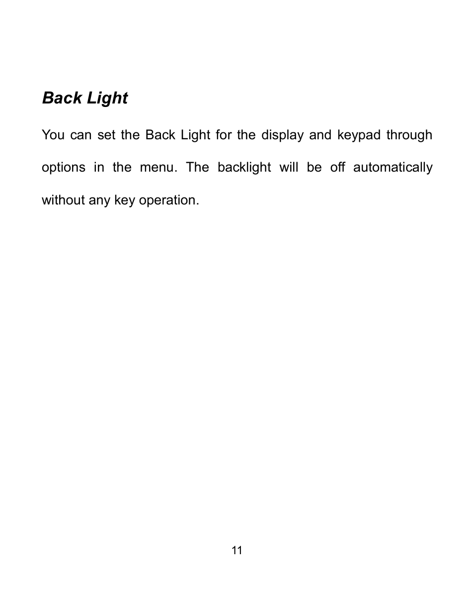 Back light | Verykool i605 User Manual | Page 18 / 73