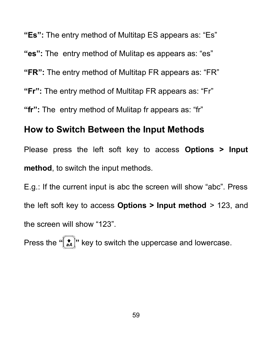 How to switch between the input methods | Verykool i605 User Manual | Page 66 / 73