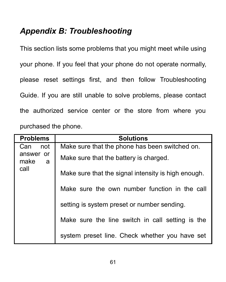 Appendix b: troubleshooting | Verykool i605 User Manual | Page 68 / 73