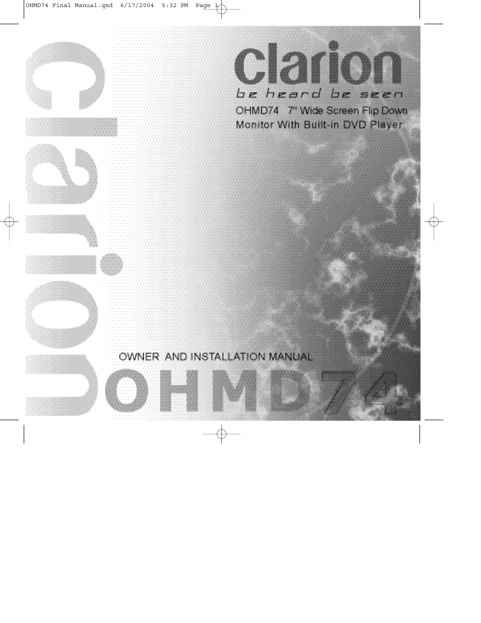 Clarion OHMD74 User Manual | 44 pages
