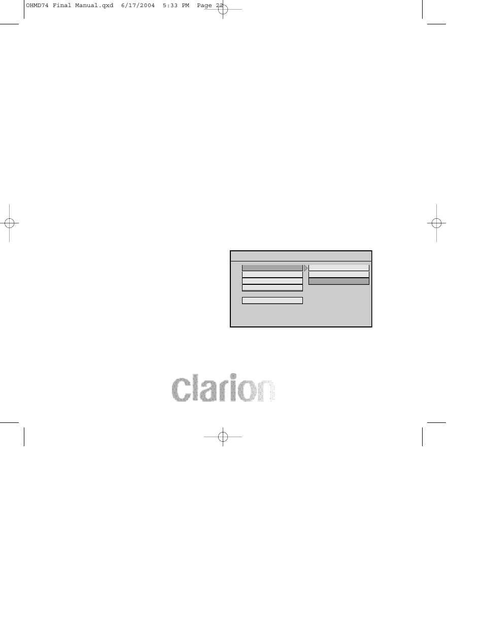 Settings and adjustments | Clarion OHMD74 User Manual | Page 22 / 44