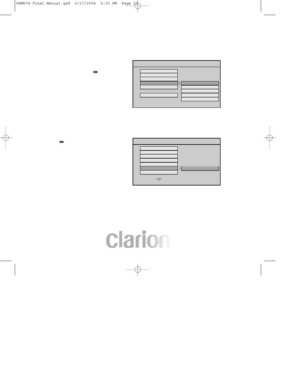 Clarion OHMD74 User Manual | Page 23 / 44