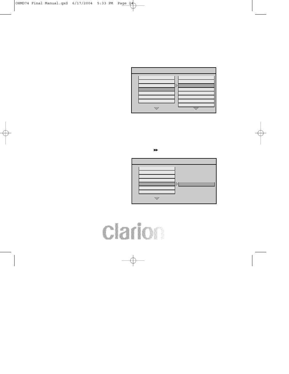 Clarion OHMD74 User Manual | Page 24 / 44