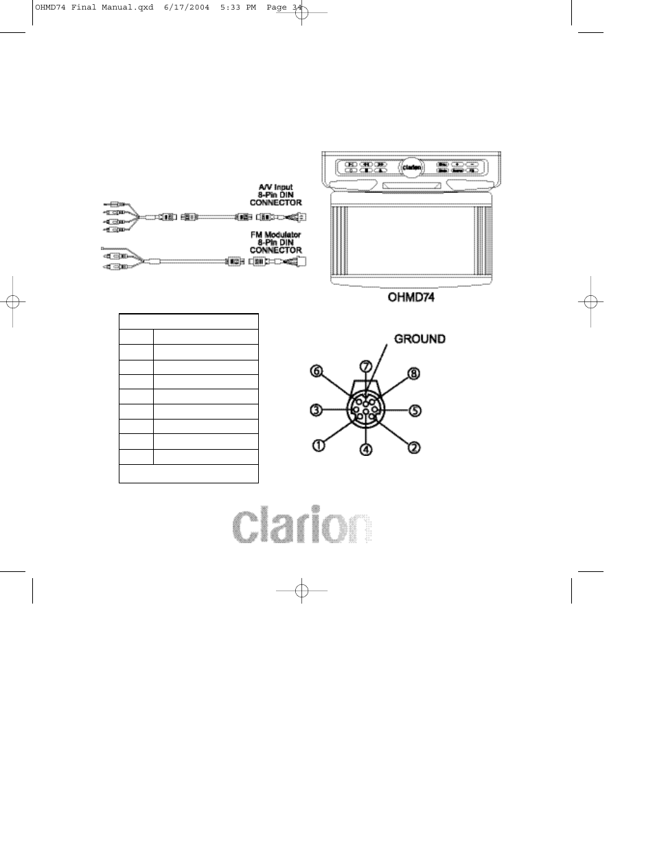 Clarion OHMD74 User Manual | Page 34 / 44