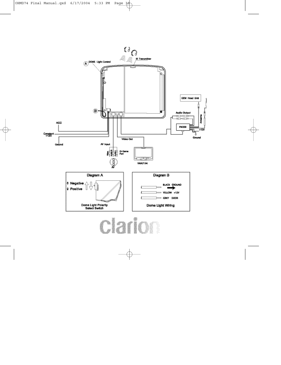 Clarion OHMD74 User Manual | Page 36 / 44