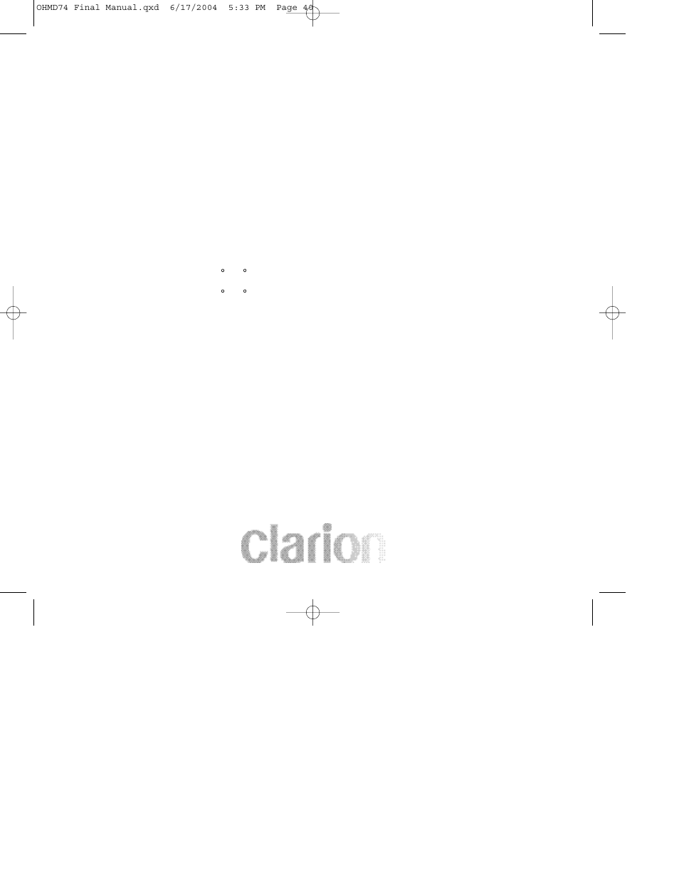 Clarion OHMD74 User Manual | Page 40 / 44