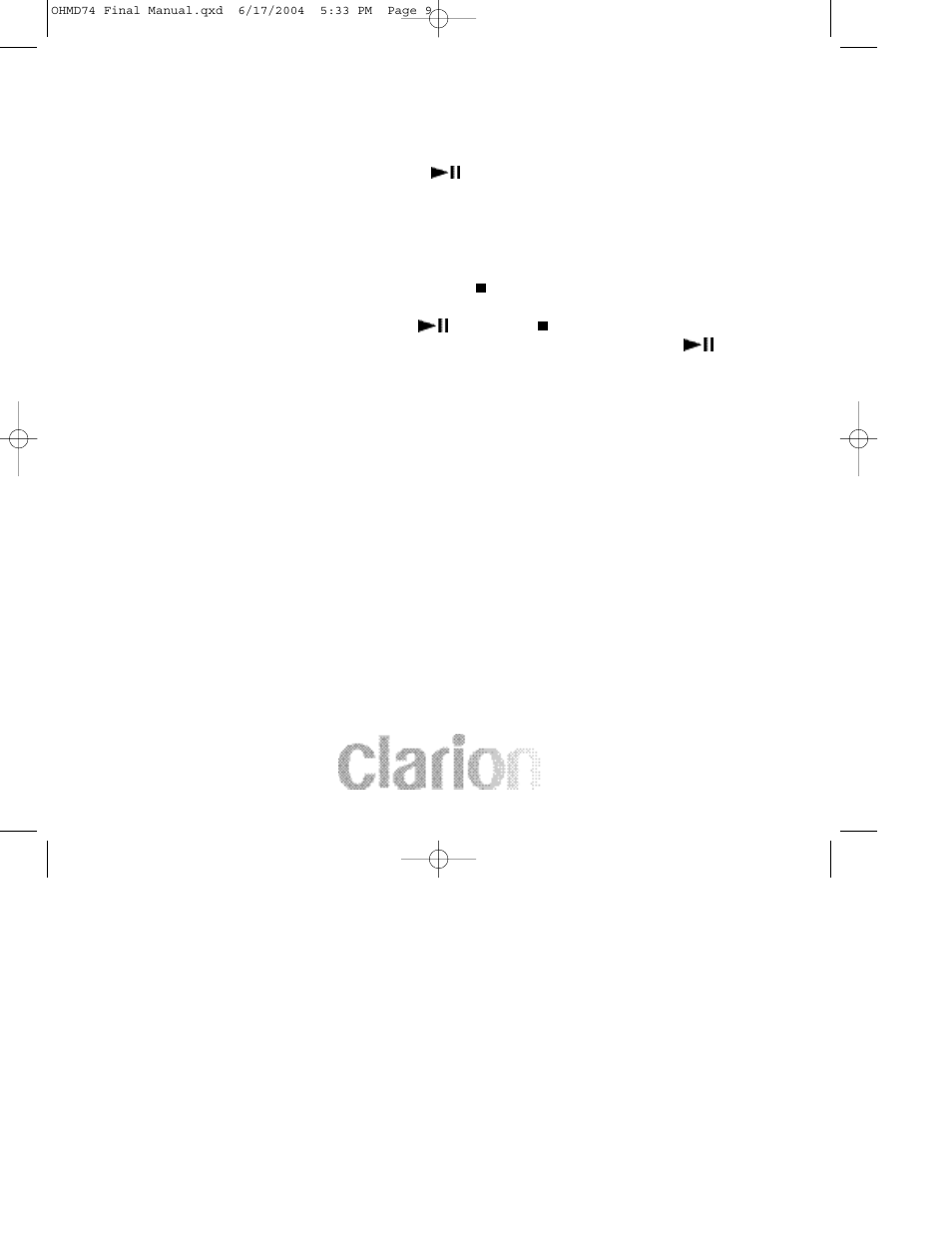 Clarion OHMD74 User Manual | Page 9 / 44