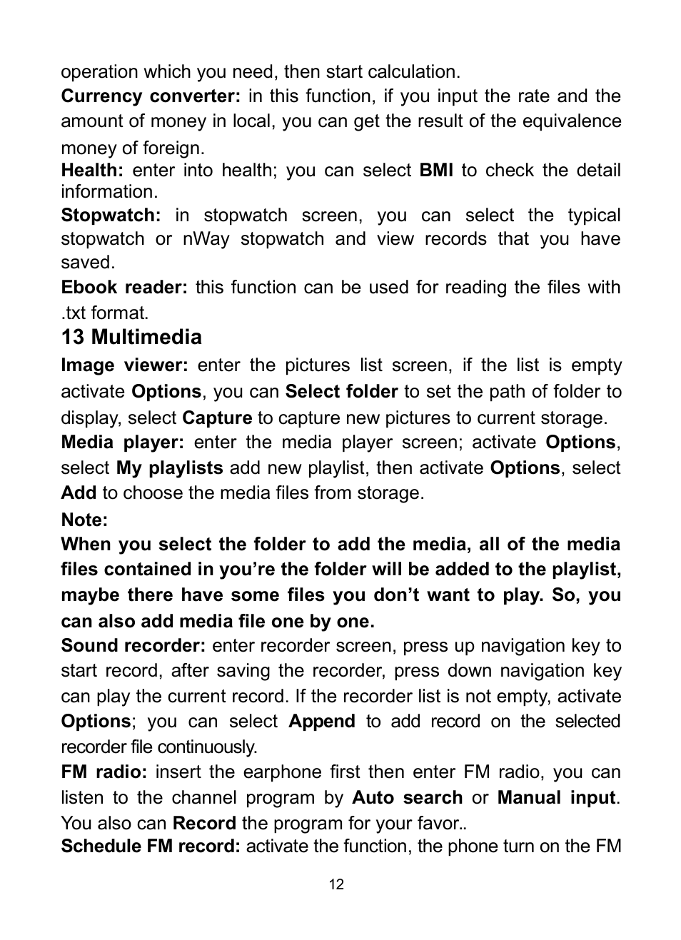 13 multimedia | Verykool R623 User Manual | Page 16 / 24