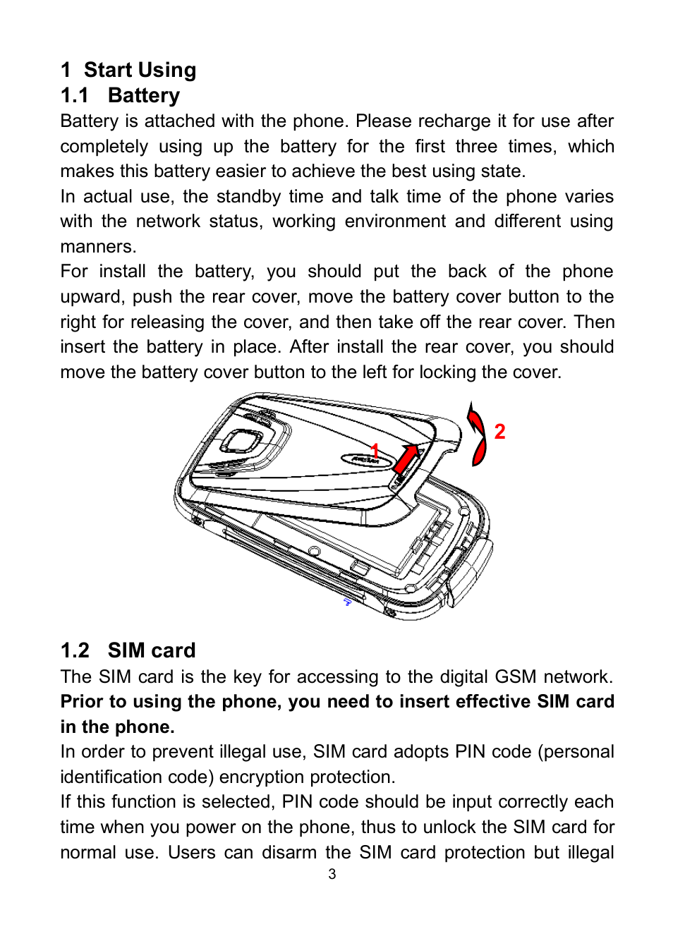 1 battery, 2 sim card, Attery | 2 sim, Card | Verykool R623 User Manual | Page 7 / 24