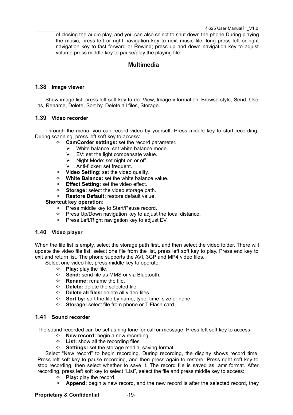 Multimedia, 38 image viewer, 39 video recorder | 40 video player, 41 sound recorder, 38 i, Mage, Viewer, 39 v, Ideo | Verykool i625 User Manual | Page 25 / 35