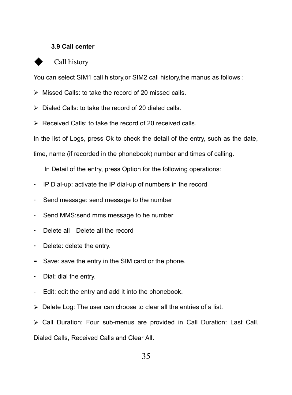 9 call center, Center | Verykool i650 User Manual | Page 35 / 57