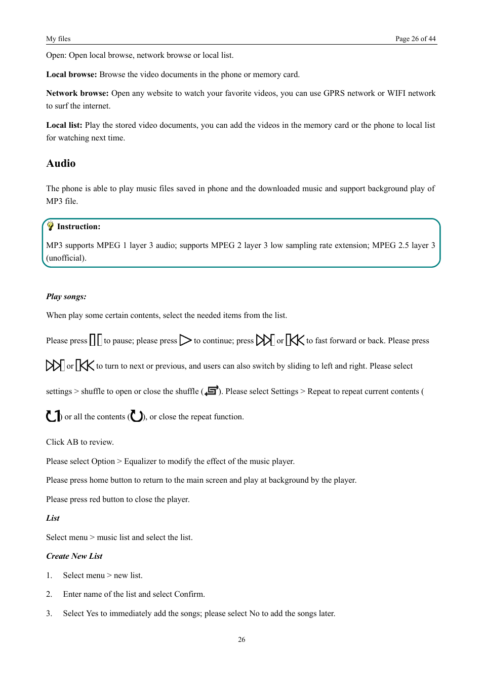 Audio | Verykool i672 User Manual | Page 23 / 37