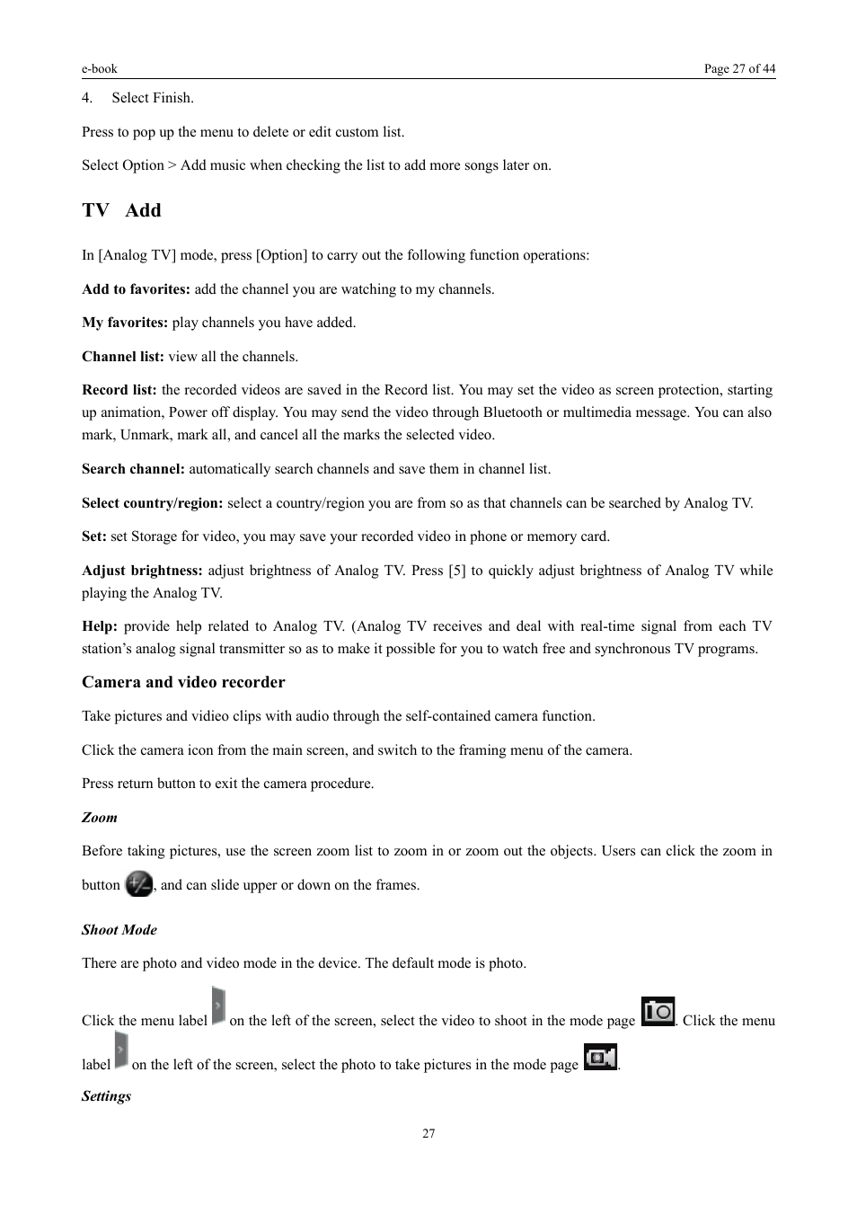 Tv add | Verykool i672 User Manual | Page 24 / 37
