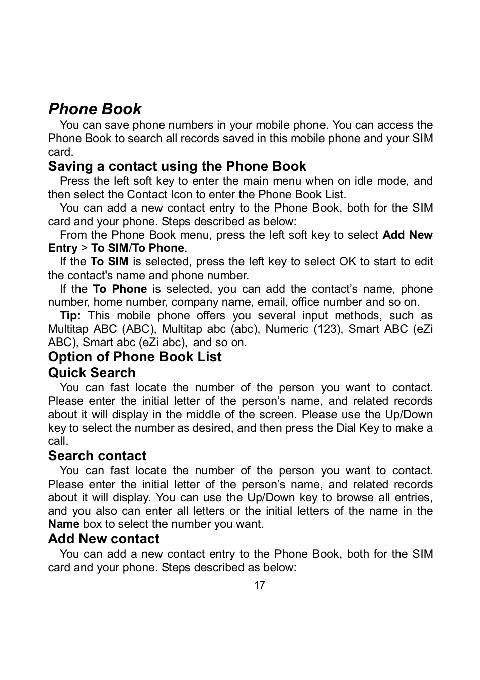 Phone book | Verykool i705 User Manual | Page 19 / 42