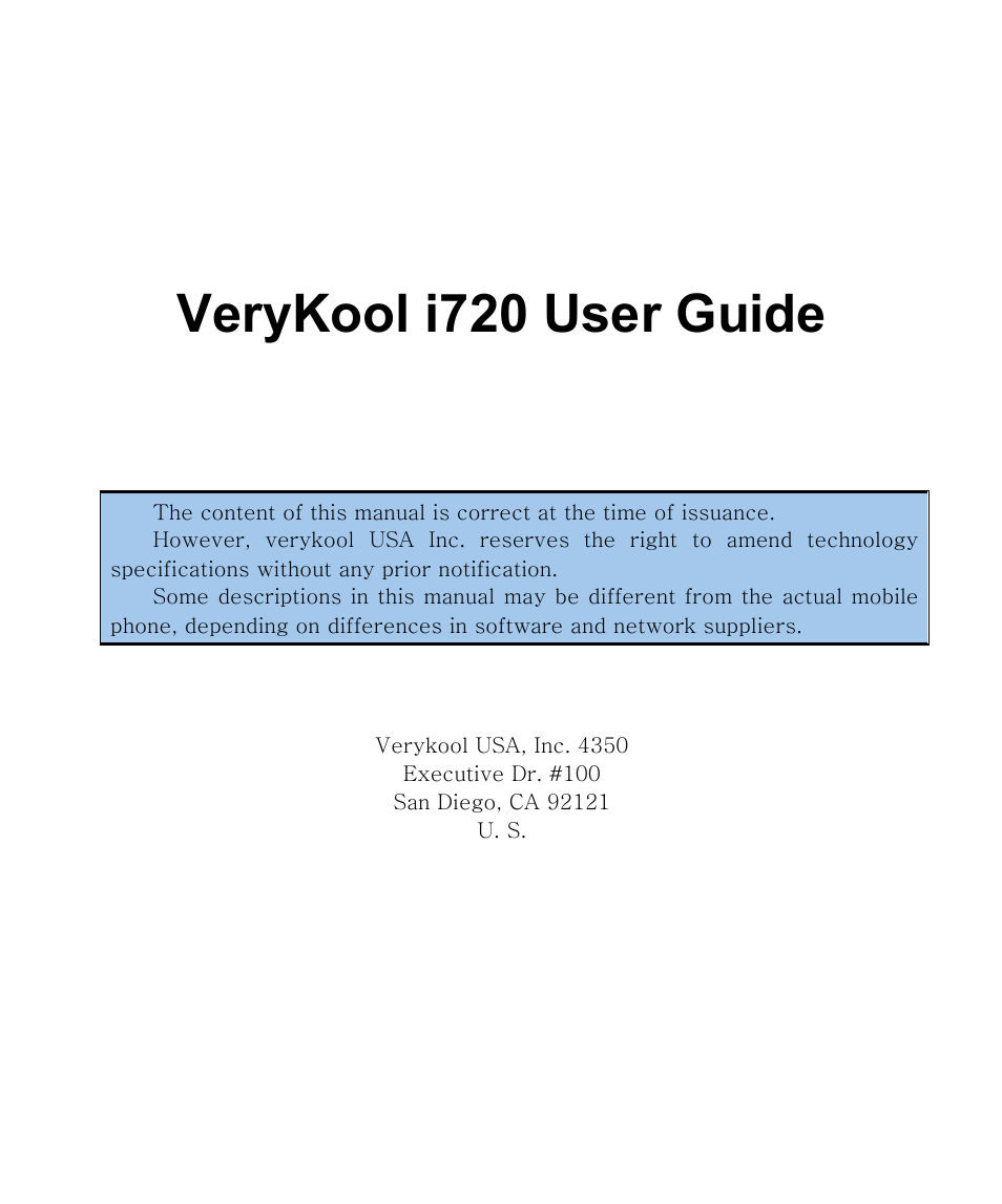 Verykool i720 User Manual | 40 pages