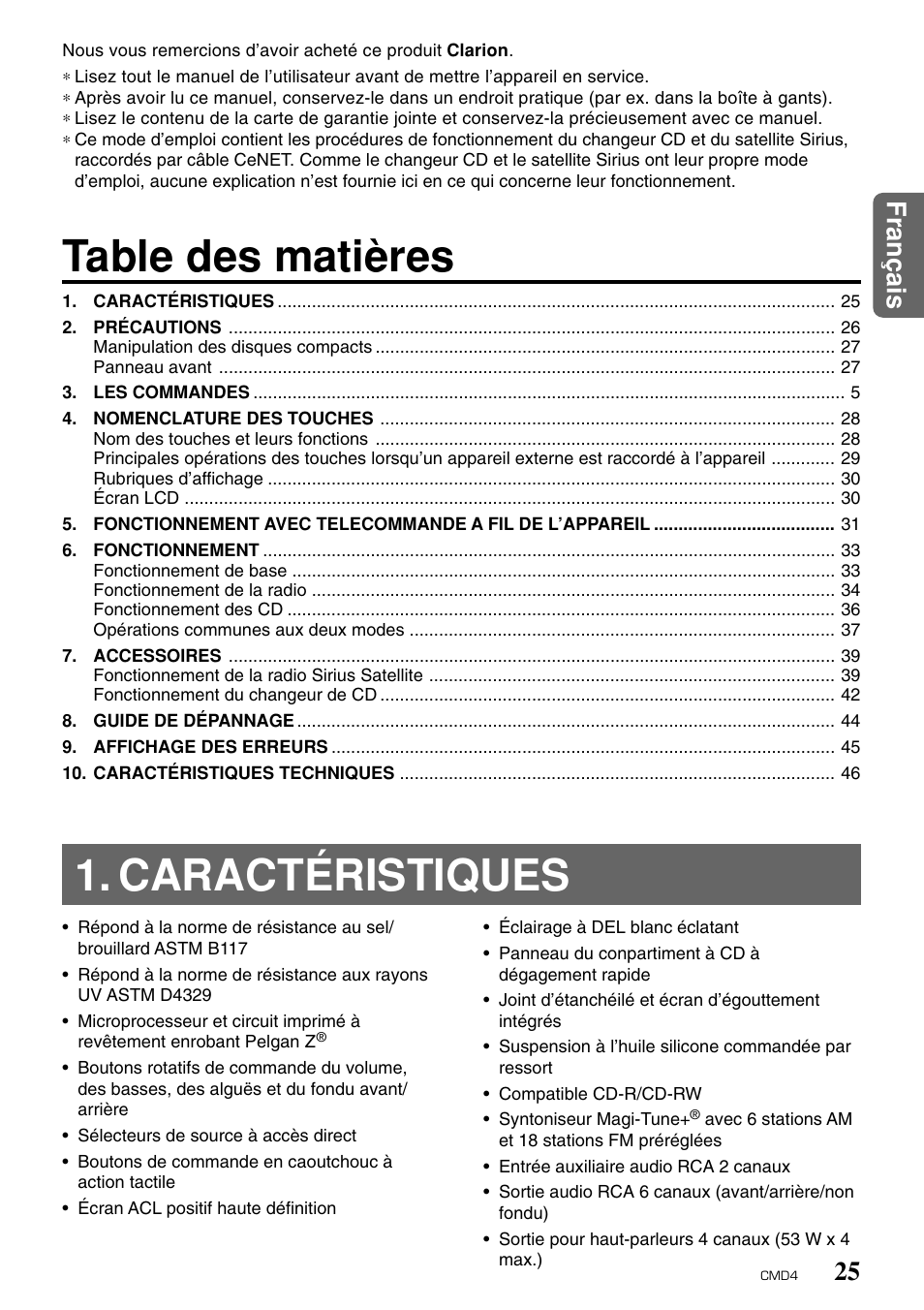 Clarion CMD4 User Manual | Page 25 / 73