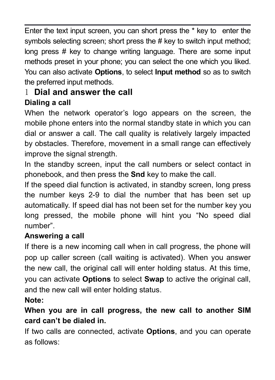1 dial and answer the call, Dialing a call, Answering a call | 1dial and answer the call, Ialing, Call, Nswering | Verykool R16 User Manual | Page 11 / 21