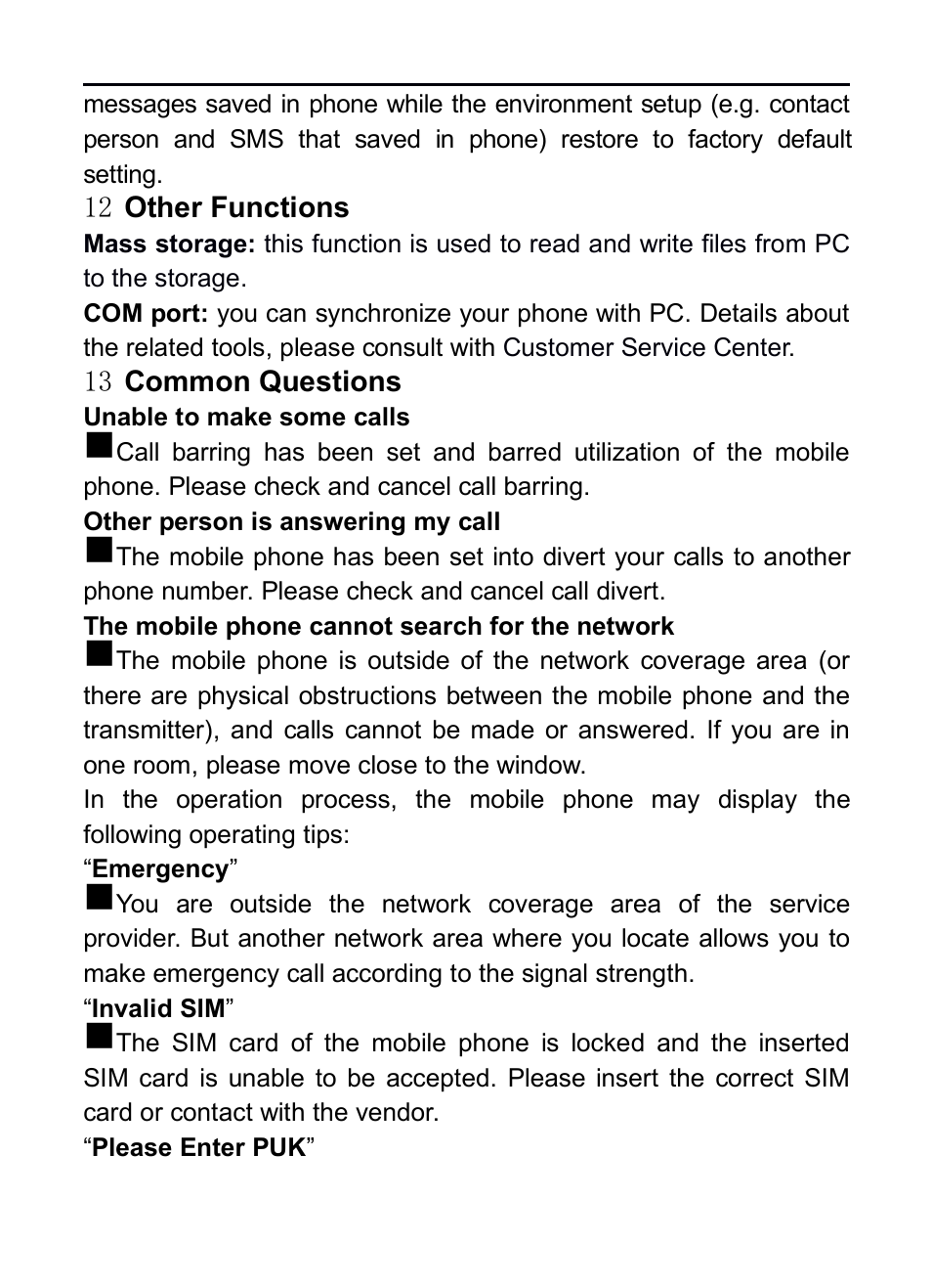 12 other functions, 13 common questions | Verykool R16 User Manual | Page 18 / 21