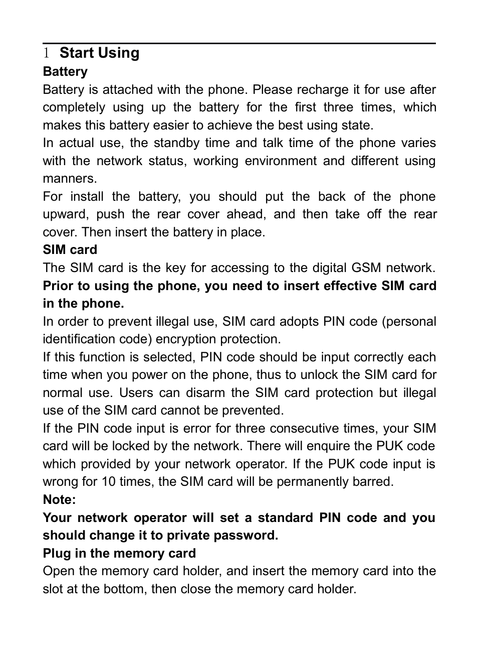1 start using, Battery, Sim card | Plug in the memory card, 1start using, Attery, Card, Memory | Verykool R16 User Manual | Page 7 / 21