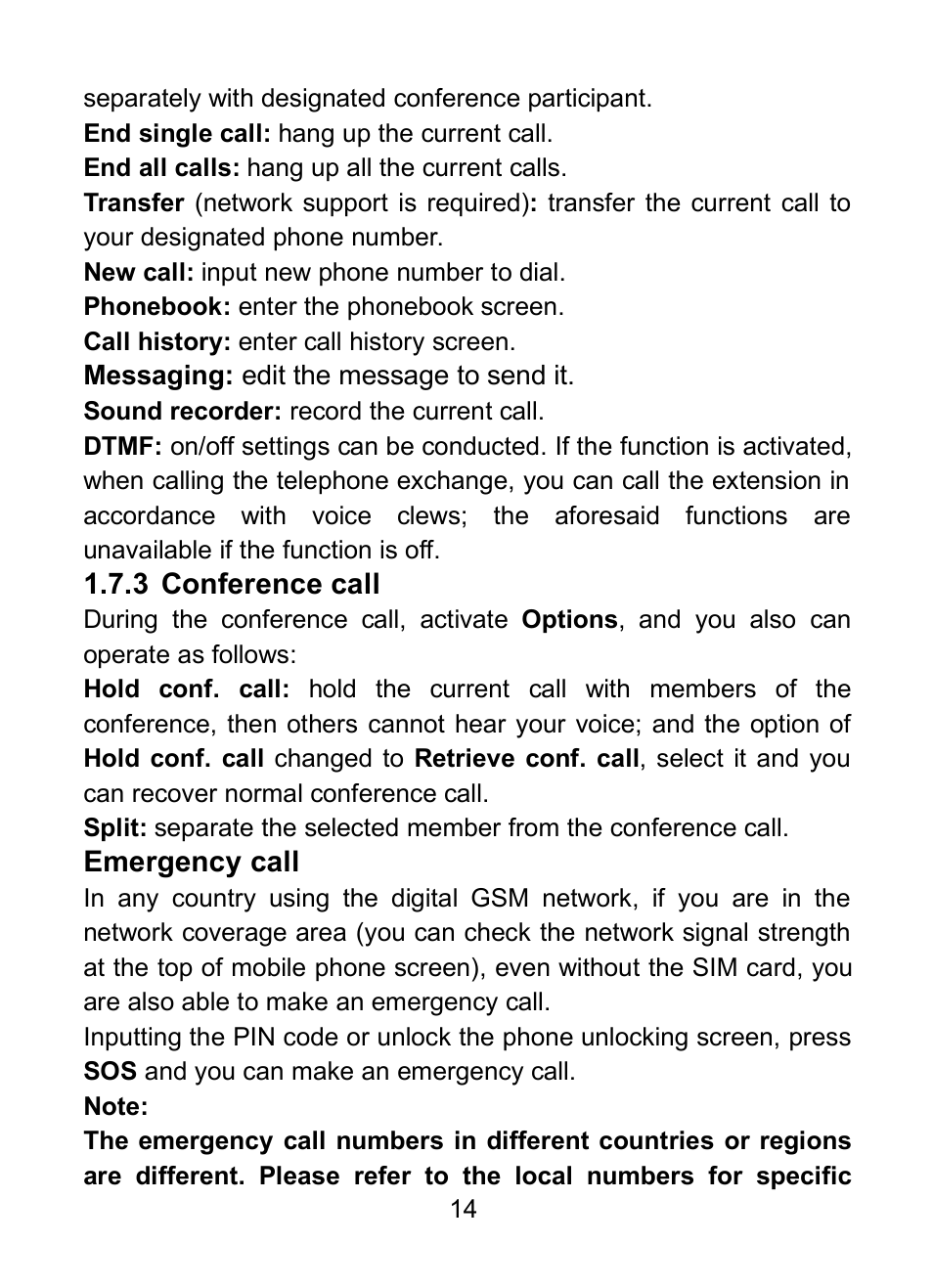 3 conference call, 8 emergency call | Verykool R23 User Manual | Page 19 / 41