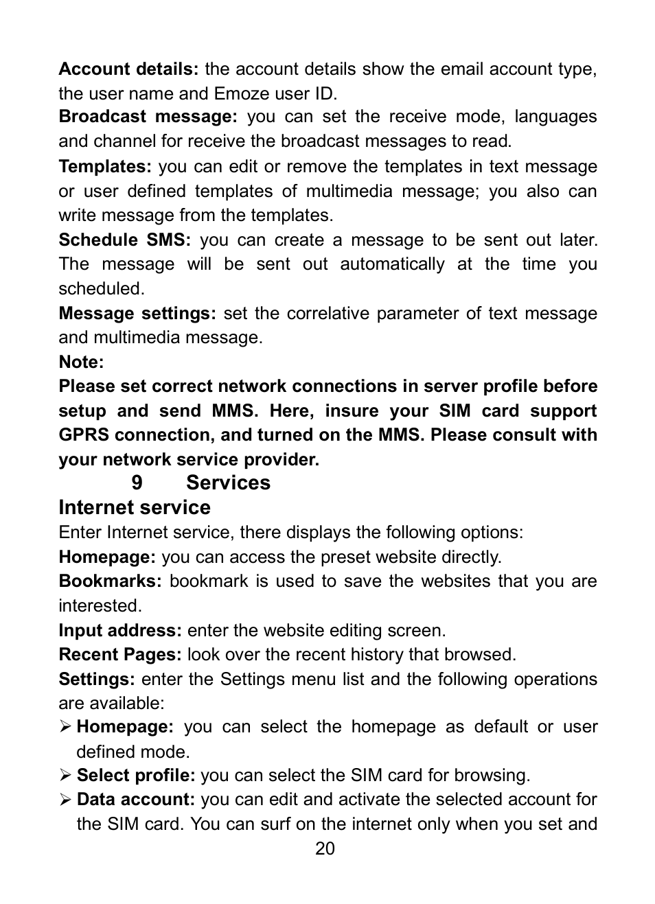 16 internet service | Verykool R23 User Manual | Page 25 / 41