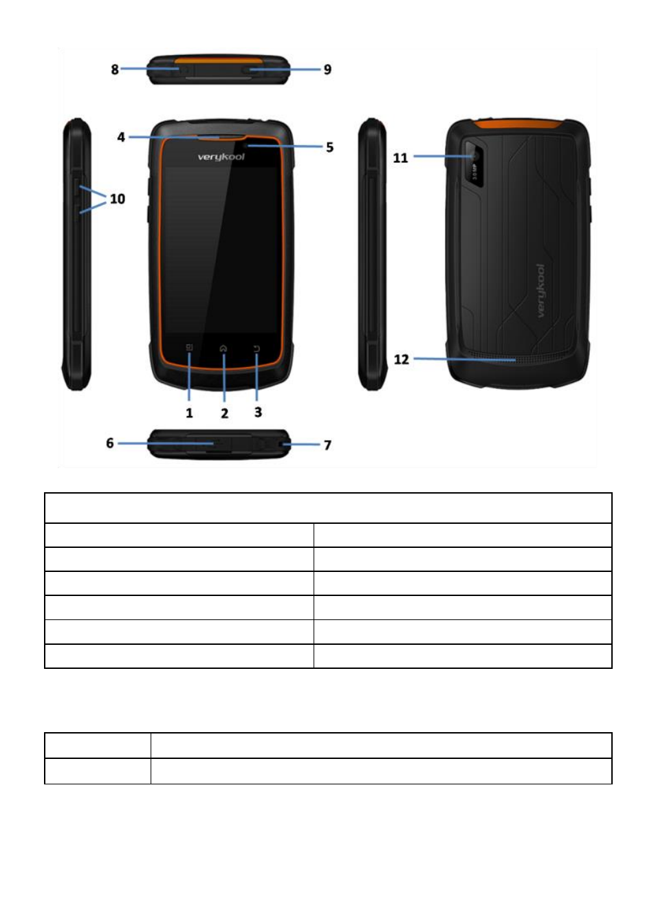 Keys specification, 2 keys specification | Verykool RS76 User Manual | Page 9 / 43