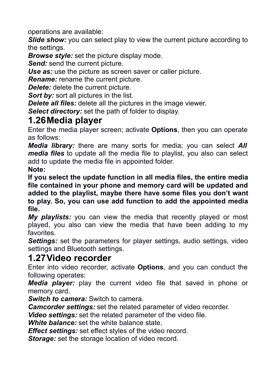 26 media player, 27 video recorder, Edia | Player, Ideo, Recorder, 26media player, 27video recorder | Verykool R80 User Manual | Page 31 / 41