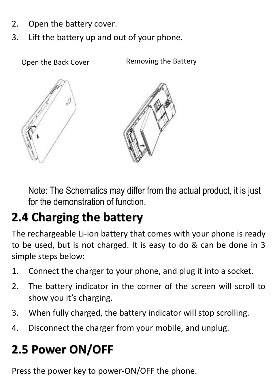 Charging the battery, Power on/off | Verykool s5012 User Manual | Page 10 / 28