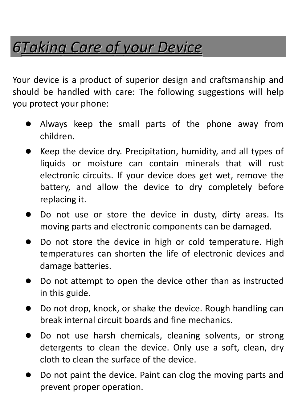 Taking care of your device | Verykool s5012 User Manual | Page 26 / 28