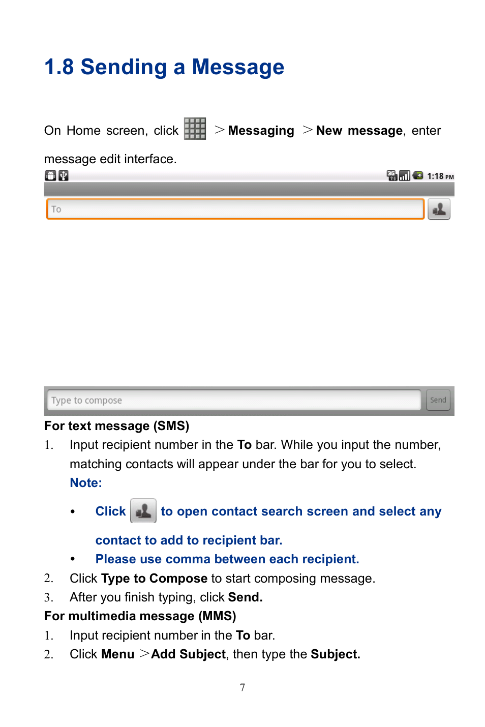 8 sending a message | Verykool R800 User Manual | Page 12 / 29