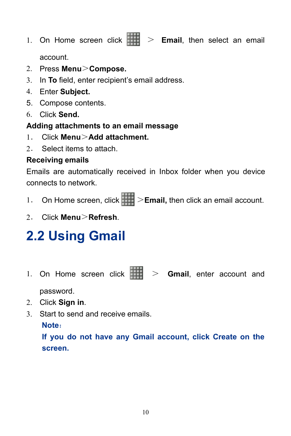 2 using gmail | Verykool R800 User Manual | Page 15 / 29