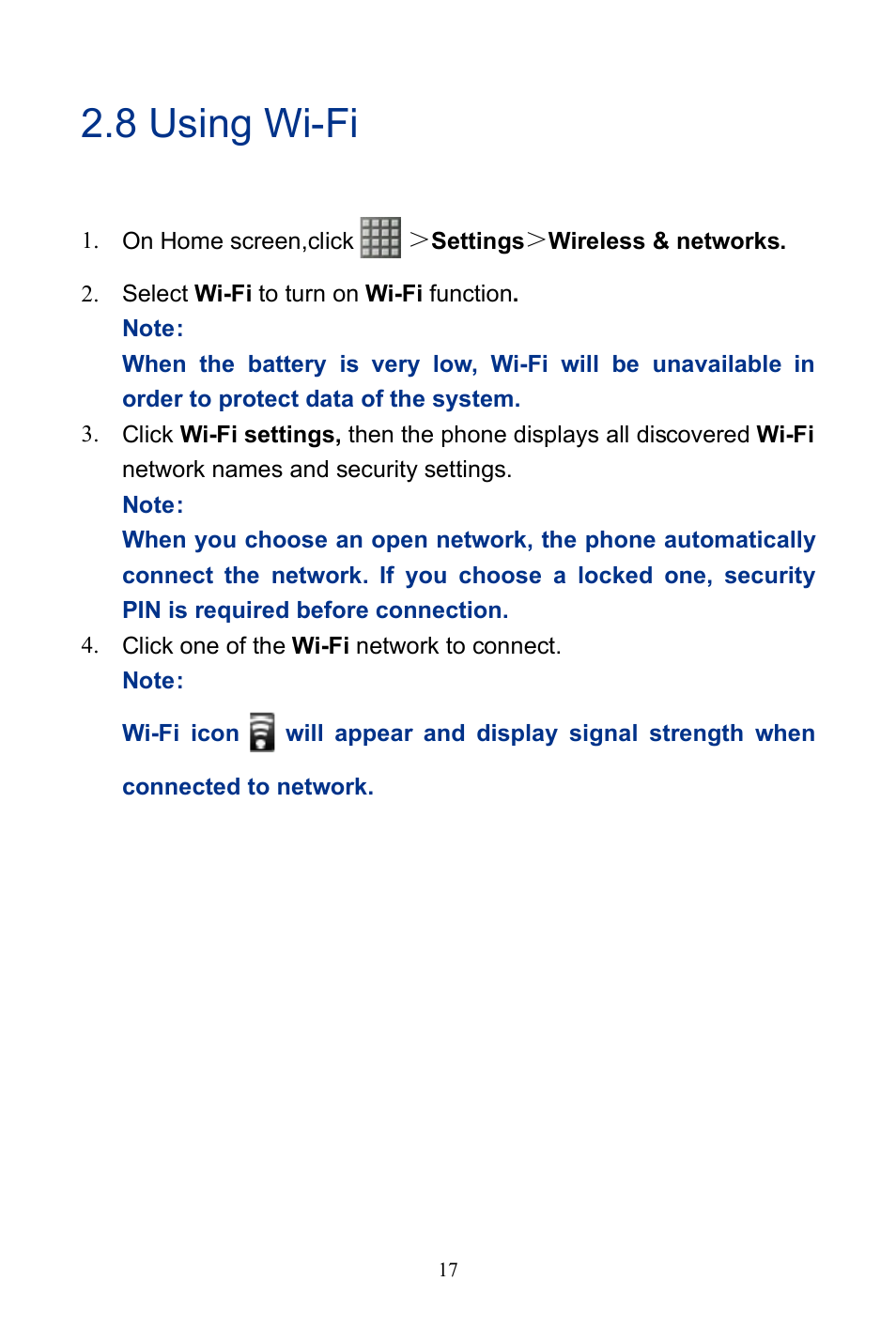 8 using wi-fi | Verykool R800 User Manual | Page 22 / 29