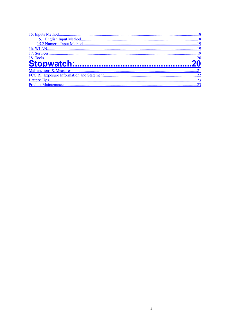 Stopwatch | Verykool s135 User Manual | Page 4 / 25