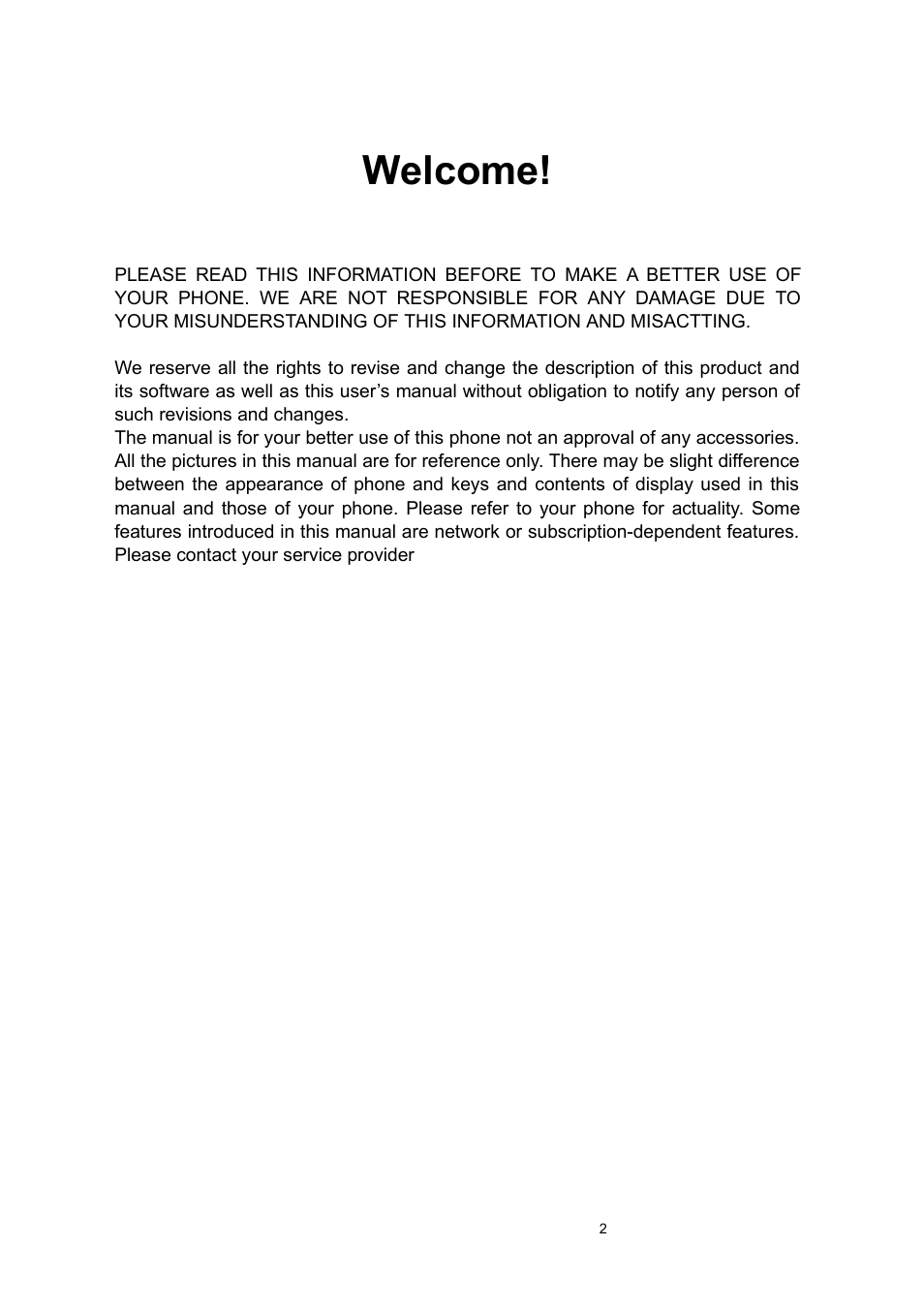 Welcome | Verykool s635 User Manual | Page 2 / 25