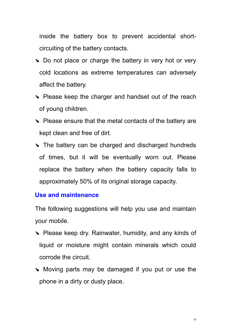 Use and maintenance | Verykool s700 User Manual | Page 23 / 87