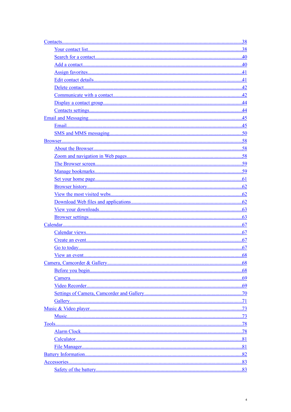 Verykool s700 User Manual | Page 4 / 87