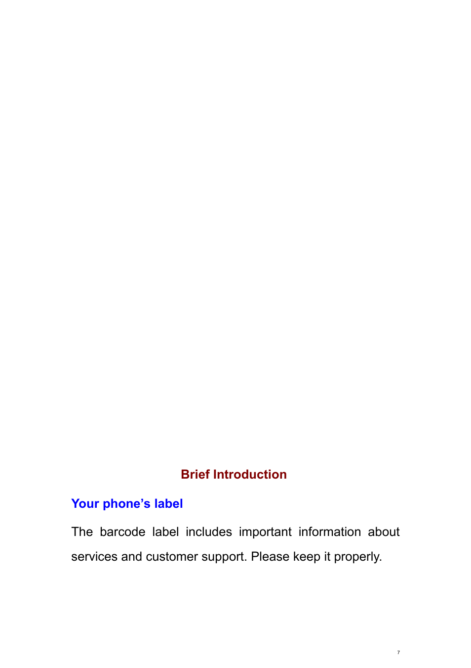 Brief introduction, Your phone’s label | Verykool s700 User Manual | Page 7 / 87