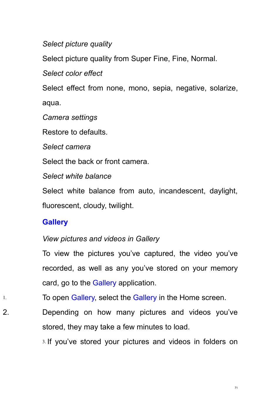 Gallery | Verykool s700 User Manual | Page 71 / 87