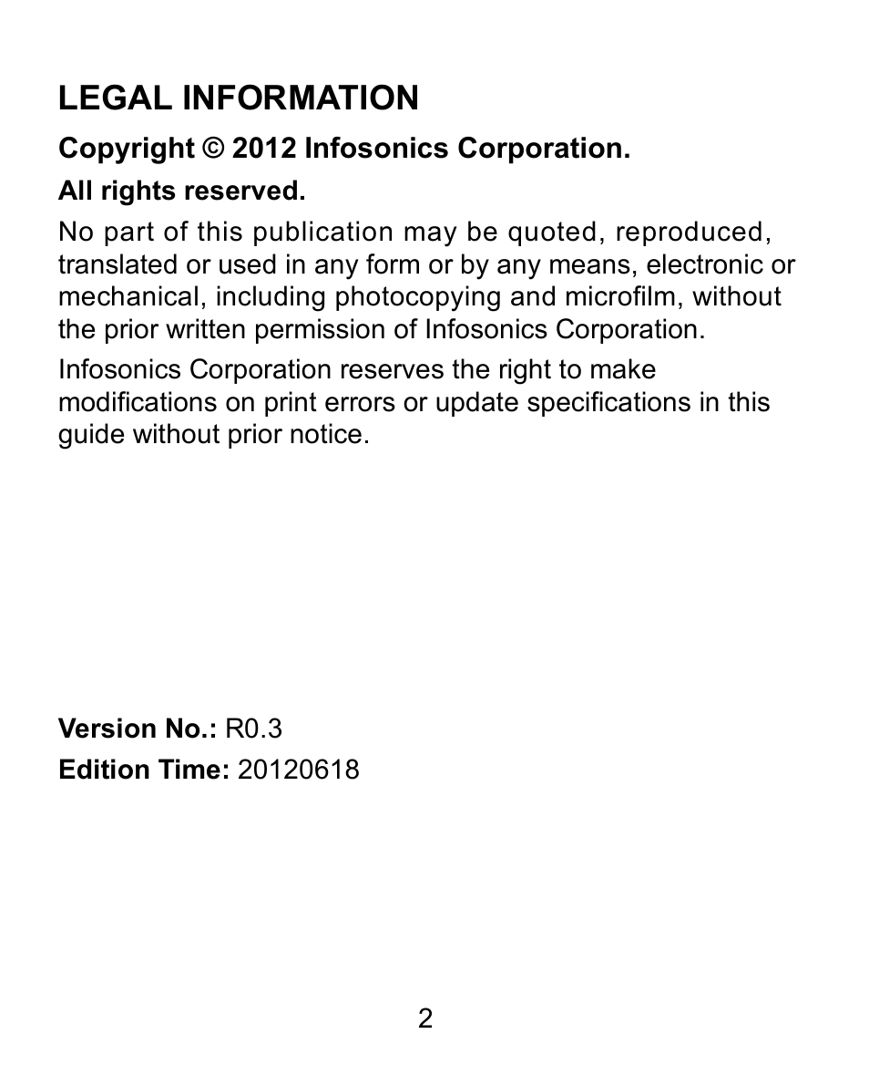 Legal information | Verykool s728 User Manual | Page 2 / 50
