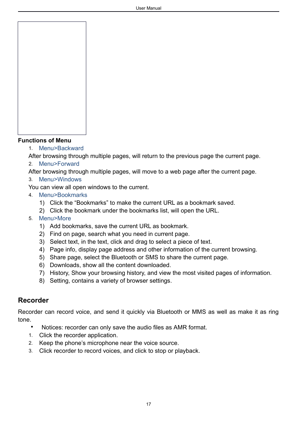 Recorder | Verykool s757 User Manual | Page 17 / 32